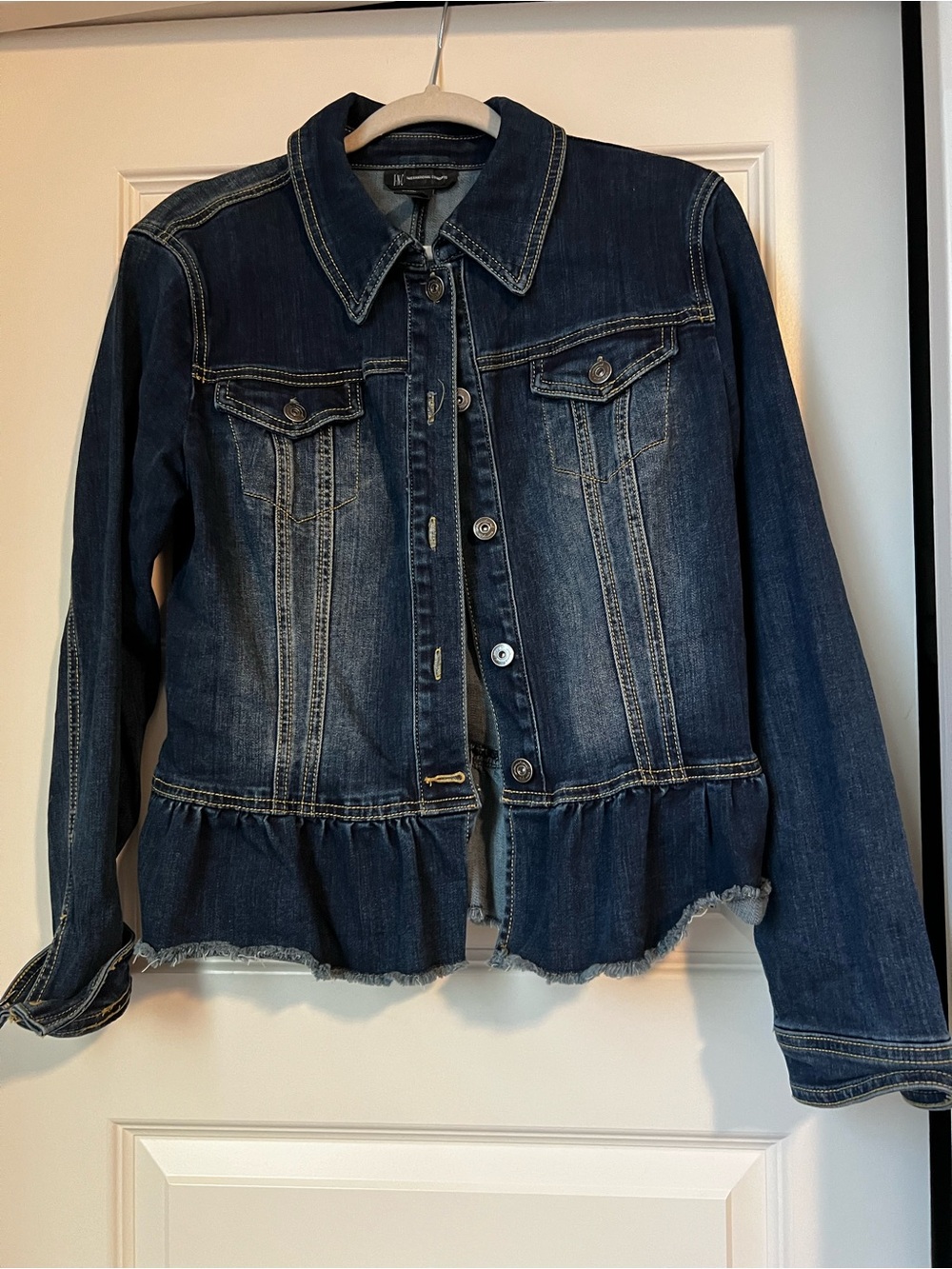 INC International Concepts Ruffled Denim Jacket